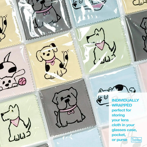 Microfiber Cleaning Cloths 10 Pack For Screens Eyeglasses And Phones Dog Design with colorful dog patterns