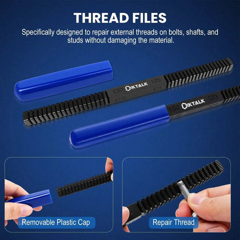 Thread Restorer File from 15 Piece Metric Thread Chaser Set With 7 Taps And 7 Dies Plus Thread Restorer File For Automotive And DIY Rethreading