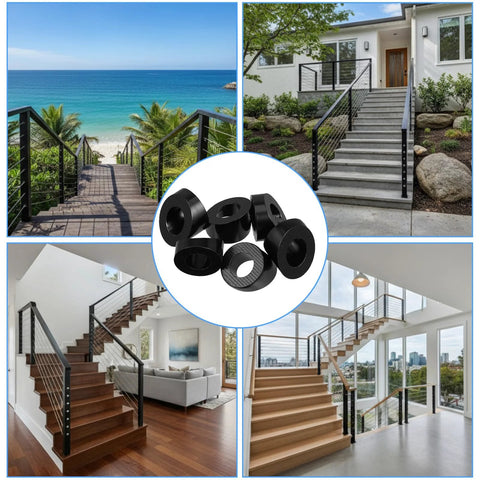 Afcabakila 20pc black 5/16 ID angle washers for cable railing; T316 stainless, 30-degree beveled for 1/8-5/32 in stairs