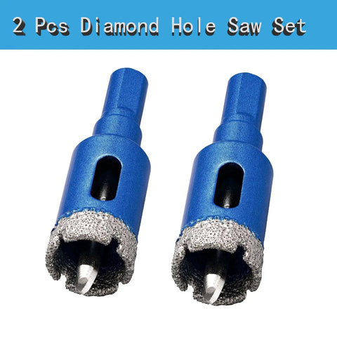 Two pack of Three Quarter Inch Diamond Core Drill Bits Vacuum Brazed Hole Saw With Pilot Triangle Shank for various materials