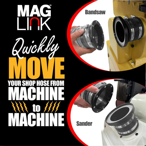 Quick Connect 4 Inch Magnetic Dust Collection Fittings Pack For Dust Collectors, Easily Move A 4 Inch Dust Hose Between Machines
