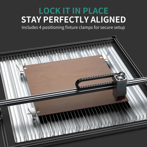 Modular Honeycomb Laser Bed 400x400 For Laser Engraving And Cutting Aluminum Panel Work Table Adjustable Y Axis Easy Assembly Desktop Protection Heat And Smoke Dissipation Replaceable Panels For Long Lasting Engraving By Puikos shown with clamps securing panel