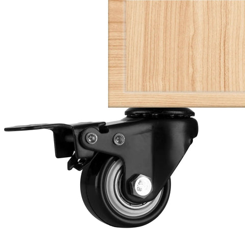 1.5 Inch Swivel Caster Wheels Set Of 4 With Locking Brakes Heavy Duty 330 Lb Total Capacity Metric M8 Stem 25mm PU Non Marking Wheel