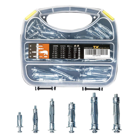 Heavy Duty Zinc Plated Steel Molly Bolt Anchors Kit For Drywall Hollow Wall Drive Anchors Set In 68 Piece Multiple Sizes