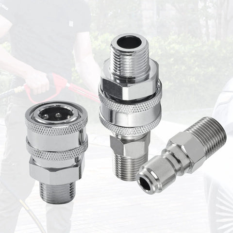 3/8 Inch Quick Connect Pressure Washer Fittings Kit With Male NPT Threads For Gas And Electric Power Washers 4 Piece Adapter Set