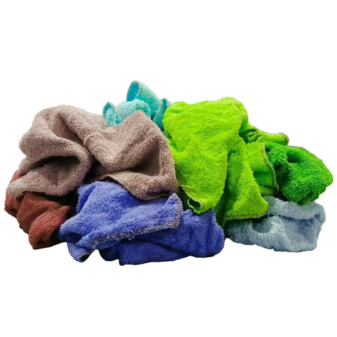 Color Terry Cloth Rags 5 lb compressed box super absorbent cotton towels for garage, shop, industrial use and housekeeping bulk cleaning rags