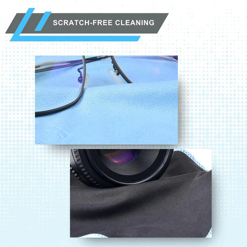 Glasses and camera lens cleaned with 5 Pack Double Sided Microfiber And Suede Cleaning Cloths For Delicate Screens