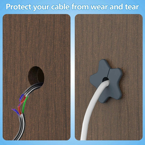 Four Pack Five Eighth Inch Wall Grommets For Starlink Mini Cable And Mounting Accessories installed in wooden furniture