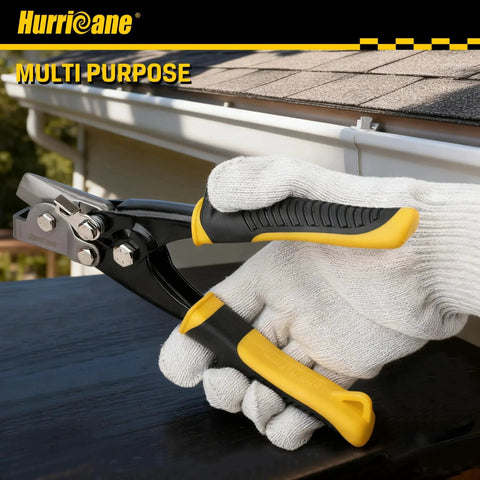 Ready to Use Three Eighths Inch Impression Crimping Tool for Gutter End Caps and Sheet Metal Crimping in use outdoors.