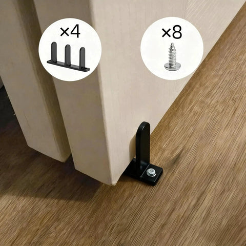 Universal Black Sliding Door Bottom Guides Set, 4 Pack With Screws, ABS Floor Track Roller Guides for cabinet and closet doors