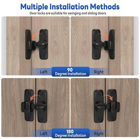 Heavy Duty 90 And 180 Degree Barn Door Locks And Latches Aluminum Sliding Door Latch Kit for multiple installation methods