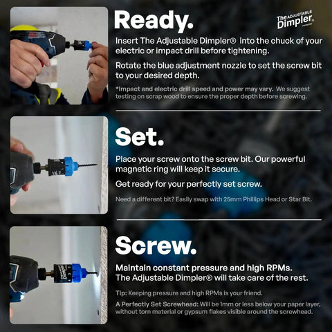 Adjustable Drywall Bit And Screw Gun Attachment Turns Any Drill Into A Drywall Screw Gun Or Deck Screwdriver With Magnetic Bit Holder