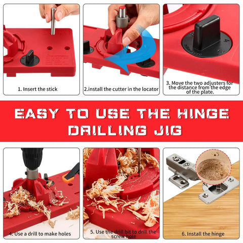 Step-by-step guide using 35mm Hinge Hole Jig Drill Guide Set For Woodworking Pros Concealed Hinge Drill Guide With 35mm Bit And Depth Stop