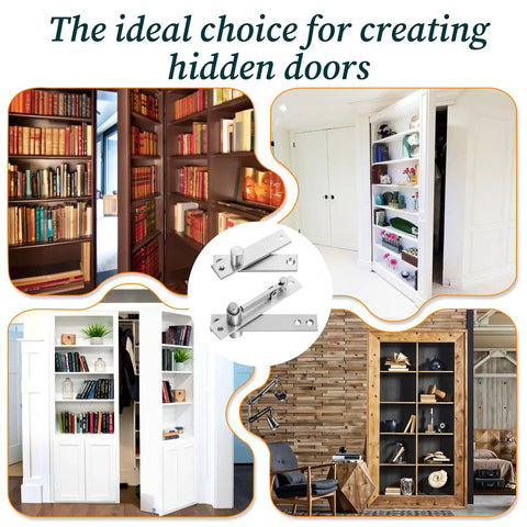 Heavy Duty Hidden Pivot Hinge For Wood Doors Stainless Steel With 360 Degree Rotation Invisible Door Hardware for Secret Bookshelf Doors and Hidden Rooms Smooth Quiet Operation Modern Concealed Hardware