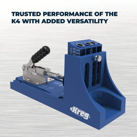 K4 Plus Pocket Hole Jig With Drilling Guide And Dust Collection, adjustable tool for wood 1/2 to 1-1/2 inch thick.