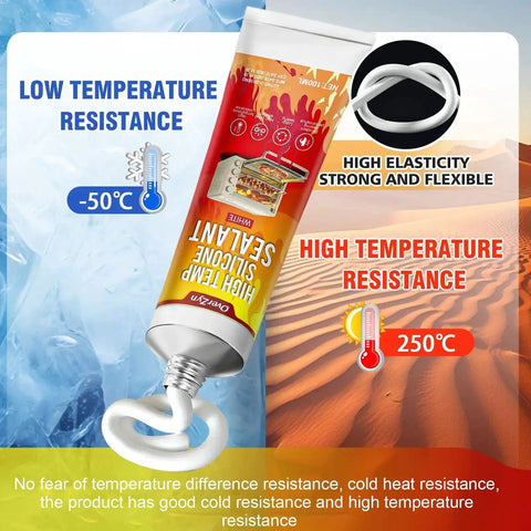 Heavy Duty High Temp Silicone Sealant 3 Point 8 Oz White For Extreme Heat Bonds And Seals In Ovens Grills And Fireplaces