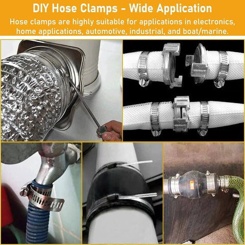 Stainless Steel Large Worm Gear Hose Clamps Kit With 32.81 Feet Adjustable Band And 20 Strong Fasteners for plumbing and auto use