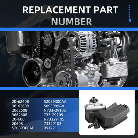 Power Steering Pump Replacement Fits Jeep Grand Cherokee 2001 To 2004 V8 4.7L Dodge Viper 2003 To 2006 V10 8.3L And Dodge Ram 1500 2004 To 2006 V10 8.3L Beefy Replacement Part 2062608 9662608 20608 52089300AA 52089300AB