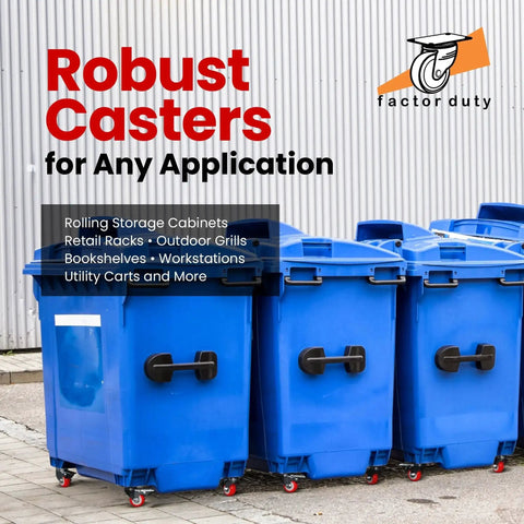 Blue trash bins with 12 Pack 2 Inch Swivel Plate Caster Wheels With Brakes Red Polyurethane Casters For Furniture Tools And Equipment
