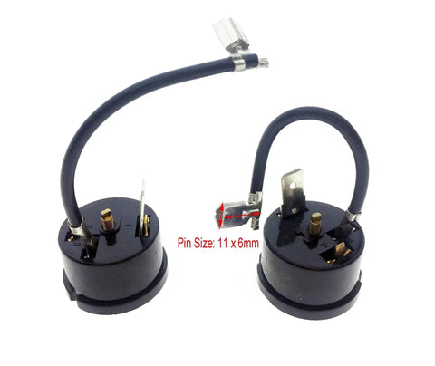 Six Pack Round Compressor Overload Thermal Protectors for One Sixth HP 220 Volt Refrigerator Starter Relay, black plastic build.