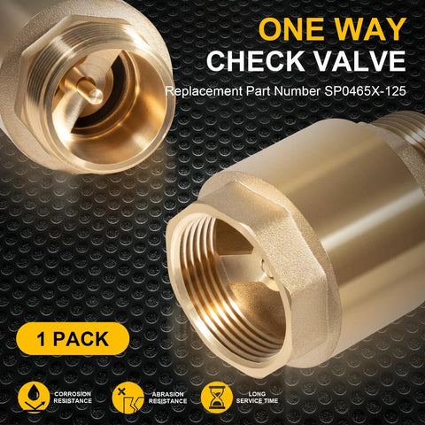 Brass one-way check valve, 1-1/4 in NPT male in, 1-1/4 in FNPT out, heavy-duty irrigation water valve, 1 pack