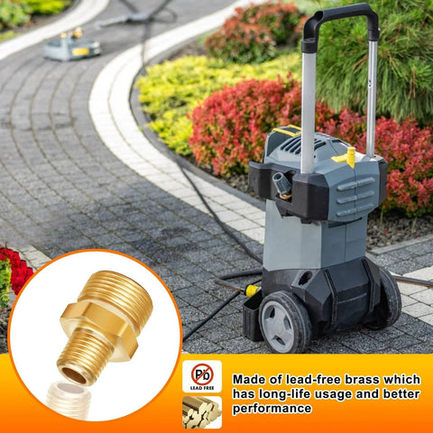 Brass High Pressure Washer Adapter One Quarter NPT Male To M22 Fourteen Millimeter Male Converter 4800 PSI near pressure washer