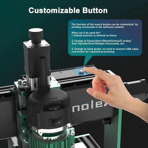 CNC Router Machine 3030 Evo Max With All Metal XYZ Axis And Dual Steel Linear Guides Built For Cutting Aluminum Brass Stainless Steel Wood Acrylic MDF And Plastics Beefy 800W Trim Router And Upgradeable 1.5 Kilowatt Spindle with customizable button feature