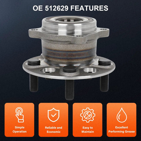 Front view of Rear Left And Right Wheel Bearing And Hub Assembly For Honda Pilot And Acura MDX OE 512629 with 5 lug design