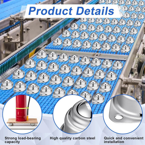 30 Pcs 1" Roller Ball Transfer Bearing 400 Lbs Load Capacity Carbon Steel Round Ball Transfer Unit on conveyor
