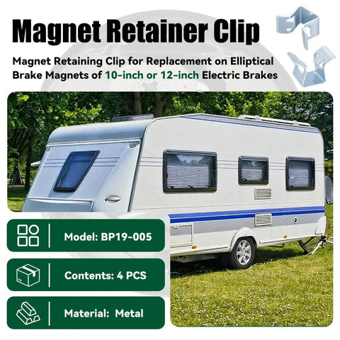Houoto BP19-005 magnet retainer clips for Dexter 12.25-inch electric trailer brake magnets, metal, 4 pcs.