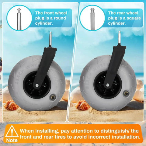 Inflatable Beach Wagon Tires With Quick Change Design, 9 Inch All Terrain Balloon Wheels For Front Tire, Lightweight Yet Durable
