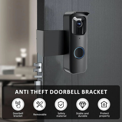 Anti Theft Doorbell Mount No Drill Easy Install Mounting Bracket For Video Doorbell Camera on door with weather shield