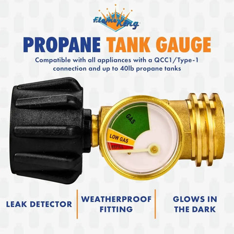 Propane Tank Gauge Level Indicator And Gas Pressure Meter With Color Coded Glow In The Dark Universal For All Cylinders Solid Brass