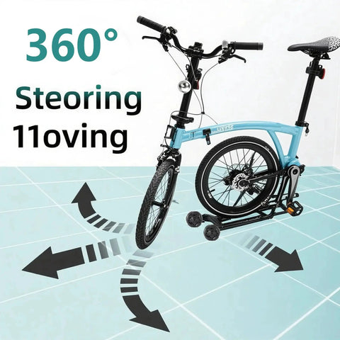 Ultra Quiet 58mm Omni Wheel Bicycle Accessory For Brompton Folding Bike Replacement Roller Omnidirectional shown in 360-degree view