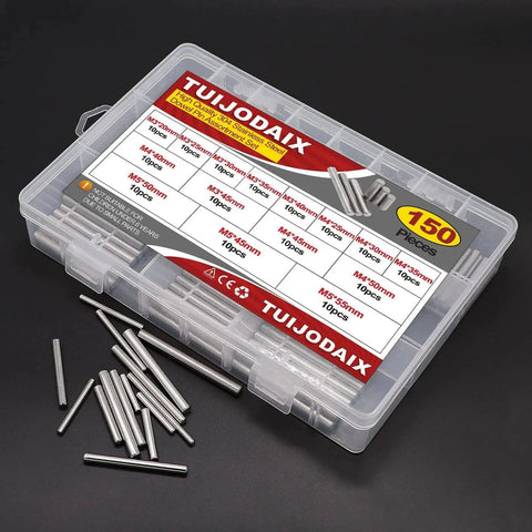 Durable 150Pcs 15 Sizes 304 Stainless Steel Dowel Pin Set With Storage Box For Shelves M3 M4 M5 Cylindrical Peg Pins