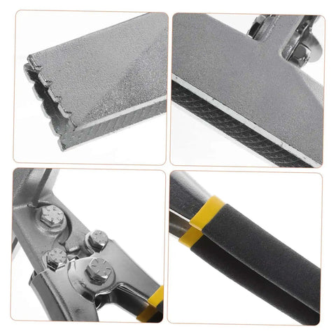 Close-up of Metal Seaming Pliers And Manual Metal Bender For Flat Bars, showing heat-treated chrome vanadium steel components.