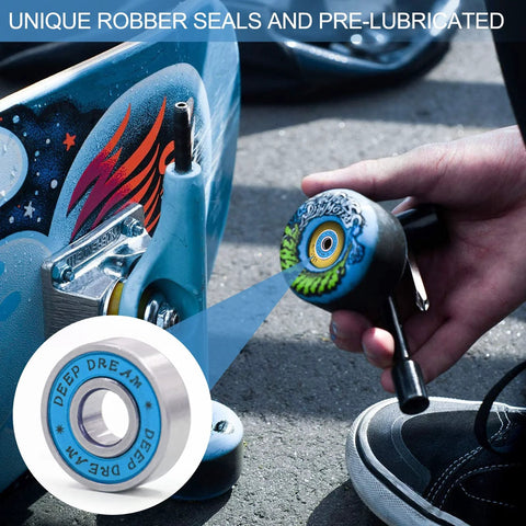 608RS skateboard bearings set, 20 pcs, chrome steel, double rubber sealed, 8x22x7mm