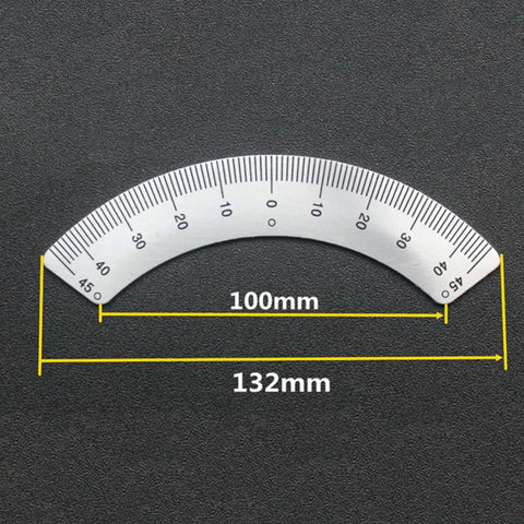Protractor Milling Machine Angle Plate With 45 Degree Gauge And Stainless Steel Ruler, 100mm length, shown on black background