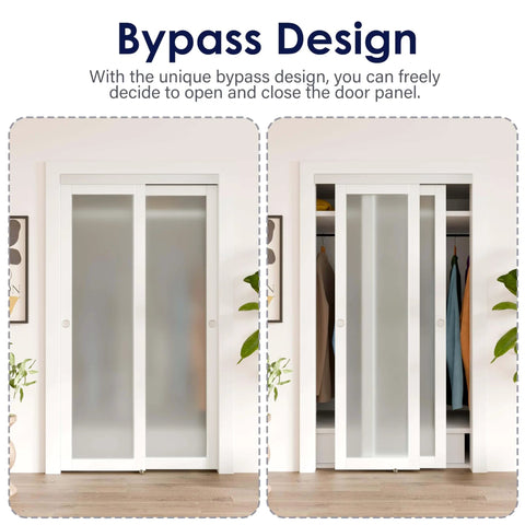 72 Inch Bypass Sliding Door Hardware Kit For Closet Doors With Double Track Smooth And Quiet No Fuss Setup Aluminum Silver Finish