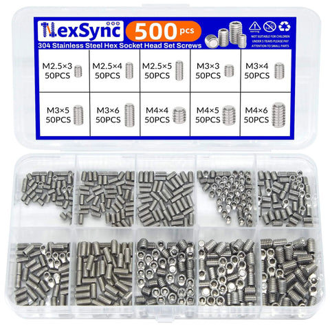 500Pcs Stainless Steel Set Screws Assortment Kit With Allen Head Grub Screws For Bathroom Fixtures And Towel Bar Sizes M2 5 M3 M4 Built For Tight Fits And Shock Resistant Assembly