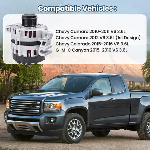150 Amp Beefed Up High Output Alternator For 2010 2012 Camaro 3.6L And 2015 2016 Colorado Canyon 3.6L alongside compatible vehicles