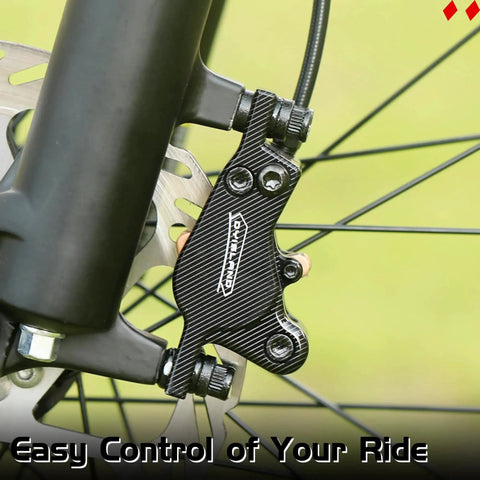 DYISLAND LD-200 2-piston hydraulic disc brake caliper on front fork, black with diagonal pattern