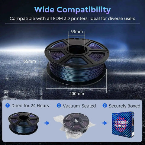 Image showing Burnt Titanium Color Changing 1.75mm PLA Filament 1kg 2.2lb for 3D Printing, dimensions 200mm diameter.