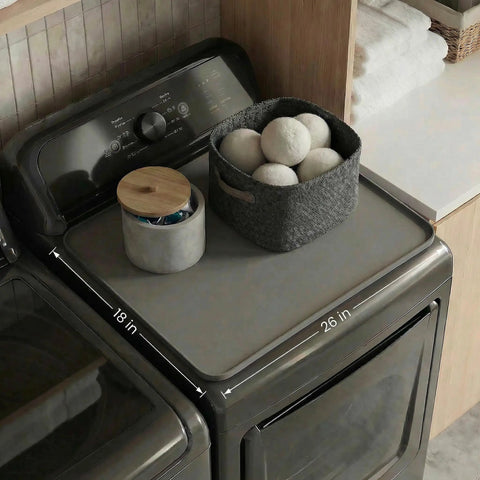 SEIRI top-load washer protector mat, silicone, dark gray, 26x18 in, non-slip waterproof.
