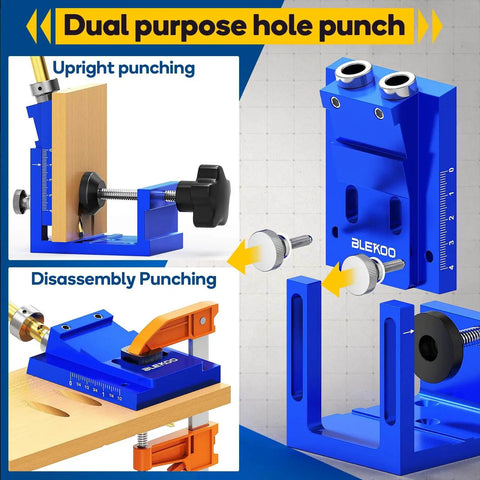 Pocket Hole Jig Kit For 15 Degree Angled Holes All Metal Woodworking Drill Guide For Precise Dowel Joints Aluminum Alloy Construction