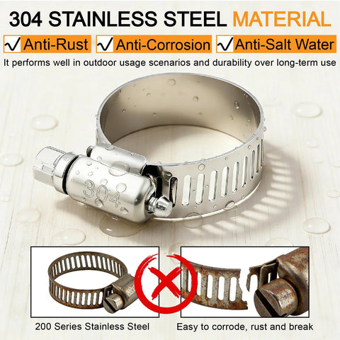 175-piece hose clamp assortment, 304 stainless steel worm gear clamps, 1/4–2 inches for radiator/auto.