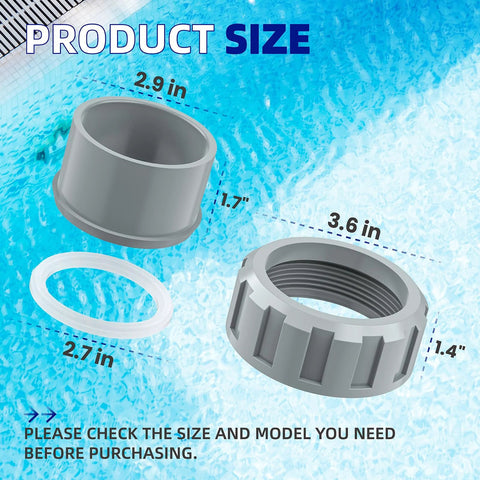 PalpitateC 2-pack heater flange connectors; gray PVC components with white gasket for pool heater installation.