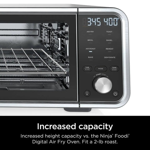 Control panel of Digital Air Fry Pro Countertop Oven with 8-in-1 versatility, featuring precision crisp control technology.