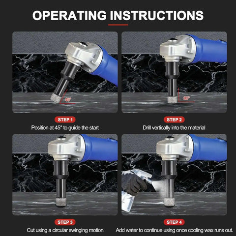 4-Piece 1/4 Inch Diamond Core Drill Bit Set With 5/8-11 Thread For Angle Grinders, drilling ceramic marble with tool.
