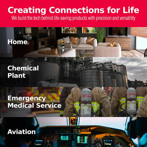 Creating connections for life in home, chemical plant, emergency medical service, and aviation settings with life-saving tech